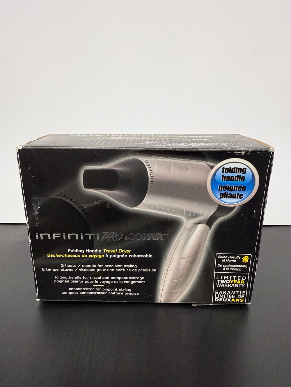 Conair InfinitiPRO Folding Handle Travel Hair Dryer - Silver